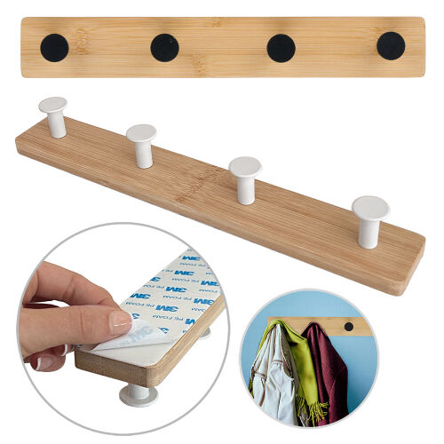 Hakenleiste zum kleben mit 4 Kleiderhaken