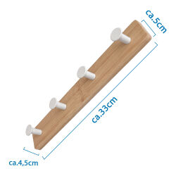 Hakenleiste zum kleben mit 4 Kleiderhaken