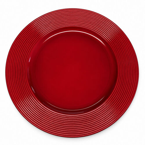 Unterteller / Dekoteller "CLASSIC" Rot-glänzend Kunststoff ca.32,5cm