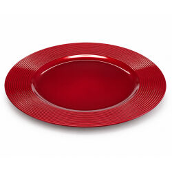 Unterteller / Dekoteller "CLASSIC" Rot-glänzend Kunststoff ca.32,5cm