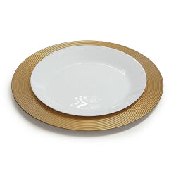 Unterteller / Dekoteller Kunststoff ca.32,5cm - matt goldfarbig
