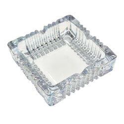 Glasaschenbecher mit Rainbow-Schimmer eckig ca.12x12x3,7cm