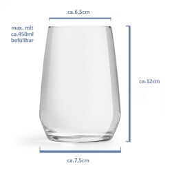 6er Set Longdrinkgläser "Elegance" ca. 450ml