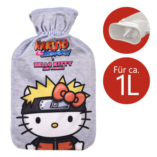 Wärmflasche mit " Naruto Shippuden x Hello Kitty " Plüsch Bezug für ca. 1L
