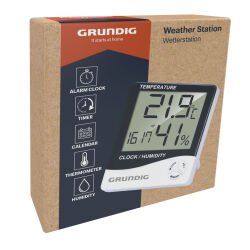 Grundig Wetterstation mit Uhr, Datum & Hygrometer