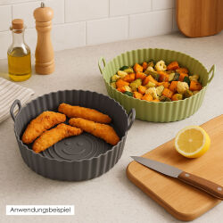 2er Set Silikonform für Heißluftfritteusen - ca. Ø23cm, H8 cm mit Griff