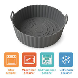 2er Set Silikonform für Heißluftfritteusen - ca. Ø23cm, H8 cm mit Griff