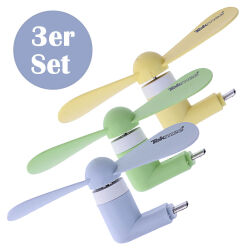 3er Set Tekmee Mini Ventilator für Smartphone...