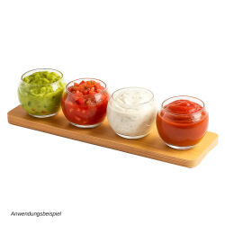 5-teiliges Servierset aus Glas mit Bambus-Tablett