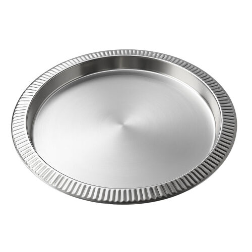Edelstahl Tablett rund Ø 35 cm mit geriffeltem Rand