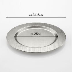 Dekorativer Platzteller aus Edelstahl - Silberfarben, Ø 34,5 cm