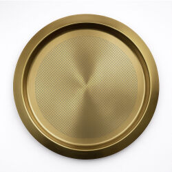 Edelstahl Tablett rund Ø 35 cm goldfarbig - Serviertablett & Dekoteller