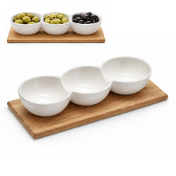 Keramik Snackschale mit Holztablett