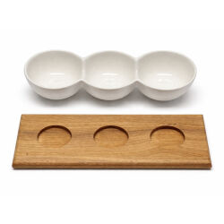 Keramik Snackschale mit Holztablett