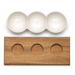 Keramik Snackschale mit Holztablett