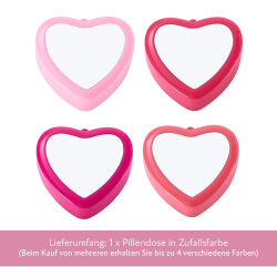 Pillendose " Pink Variation Herzform mit Spiegel " (Zufallsfarbe)