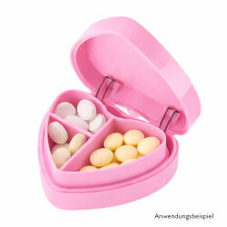Pillendose " Pink Variation Herzform mit Spiegel " (Zufallsfarbe)