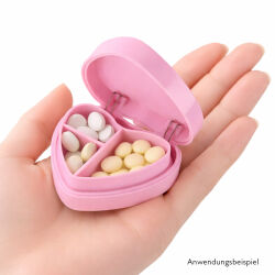 Pillendose " Pink Variation Herzform mit Spiegel " (Zufallsfarbe)