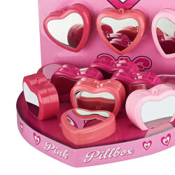 Pillendose " Pink Variation Herzform mit Spiegel " (Zufallsfarbe)