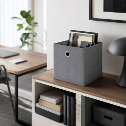 Aufbewahrungsbox mit Metallöse ca.20x20x20cm - Grau
