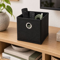 Aufbewahrungsbox mit Metallöse ca.15x15x15cm - Schwarz