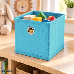 Aufbewahrungsbox mit Metallöse ca.15x15x15cm - Blau