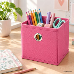 Aufbewahrungsbox mit Metallöse ca.15x15x15cm - Pink
