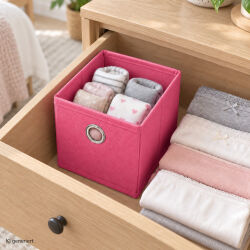 Aufbewahrungsbox mit Metallöse ca.15x15x15cm - Pink