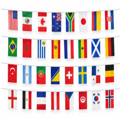 Flaggenkette 32 Länder ca. 10 m – internationale Länderflaggen Girlande