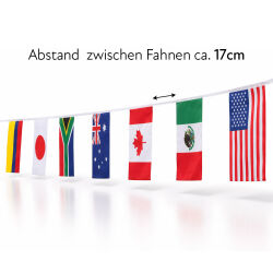 Flaggenkette 32 Länder ca. 10 m – internationale Länderflaggen Girlande