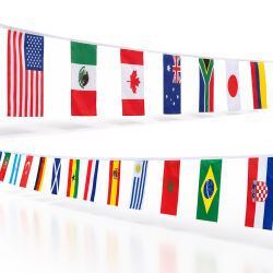 Flaggenkette 32 Länder ca. 10 m – internationale Länderflaggen Girlande