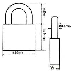Vorhängeschloss 25mm KINZO