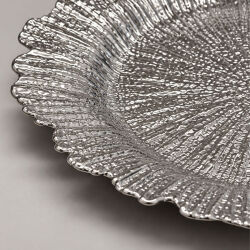 Unterteller / Dekoteller "BLOOM" Silber-farbig Kunststoff ca.32,5cm