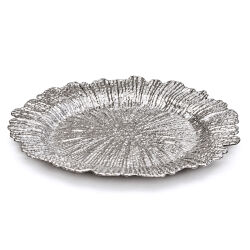 Unterteller / Dekoteller "BLOOM" Silber-farbig Kunststoff ca.32,5cm
