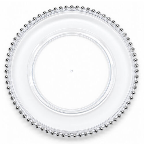 Unterteller / Dekoteller "Pearl" transp. & Silberfarbig Kunststoff ca.31cm
