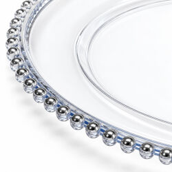 Unterteller / Dekoteller "Pearl" transp. & Silberfarbig Kunststoff ca.31cm
