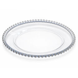 Unterteller / Dekoteller "Pearl" transp. & Silberfarbig Kunststoff ca.31cm