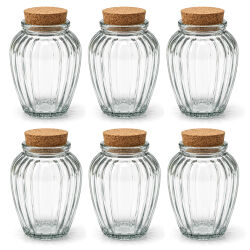6er-Set geriffelte Vorratsgläser mit Korkdeckel ca. 290ml
