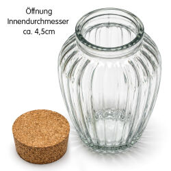 6er-Set geriffelte Vorratsgläser mit Korkdeckel ca. 290ml
