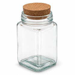 6er-Set eckige Vorratsgläser mit Korkdeckel - ca. 280ml