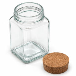 6er-Set eckige Vorratsgläser mit Korkdeckel - ca. 280ml