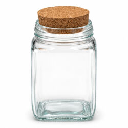 6er-Set eckige Vorratsgläser mit Korkdeckel - ca. 280ml