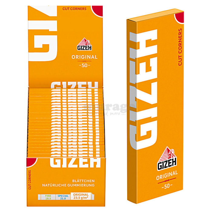 20 x Gizeh Slimfilter plus GIZEH Original Blättchen Pape 50 Blatt / 50er gelb 