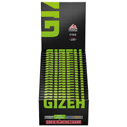 20x100 GIZEH Blättchen Fine Grün/Green Magnet Heftchen Papers 1 Feuerzeug