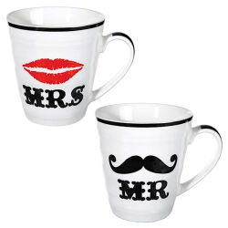 Becher Mr & Mrs 2er Set Porzellan