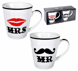 Becher Mr & Mrs 2er Set Porzellan