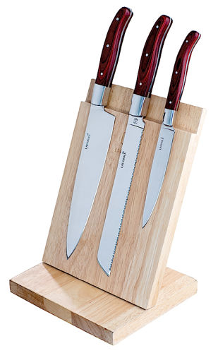 Laguiole 3 Teiliges Chef Messer Set & Magnetholz-Ständer