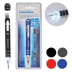 Grundig Schraubendreher mit LED & 6 Bits (Farbe: Zufall)