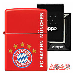 Zippo FC Bayern München Rot Matt Druck Benzinfeuerzeug