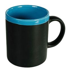 Schwarzer Keramik-Becher mit KreideTasse ca.10x8cm Blau
